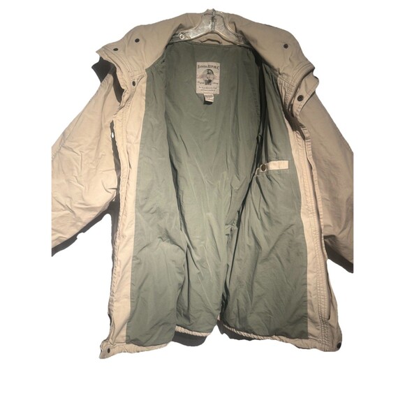 90s VTG BANANA REPUBLIC SAFARI Khaki Jacket Leather Trim Men's LG 100% Cotton - Picture 10 of 15